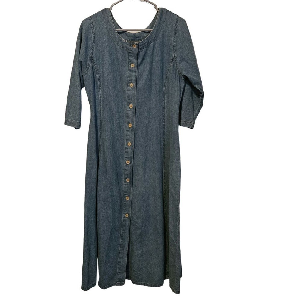 Vintage Bill Blass denim button down maxi‎ dress size 12P